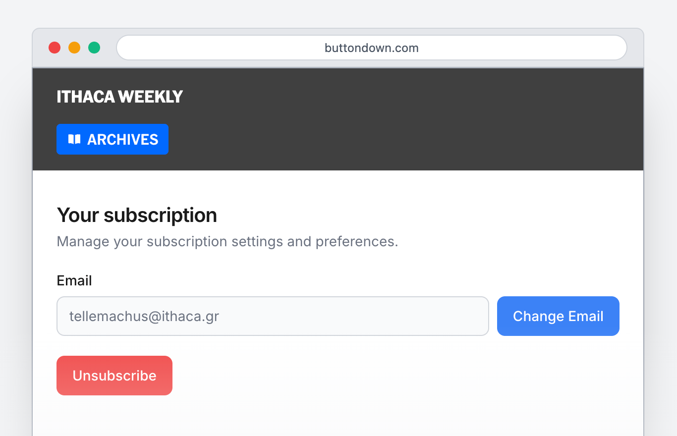 A pinned email
