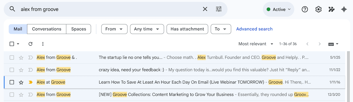 Groove emails in Gmail