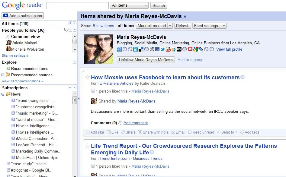 Google Reader Sharing