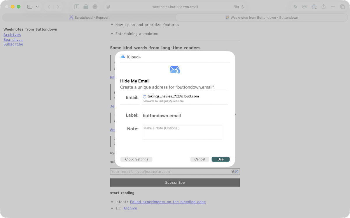 Apple Hide my email