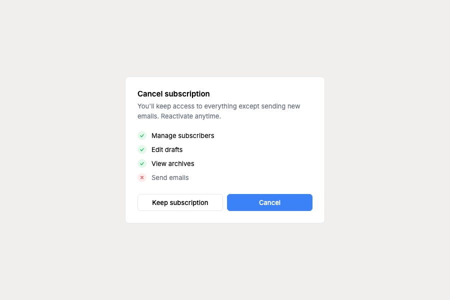 Simplified cancellation