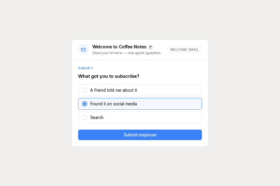 Surveys in transactional emails