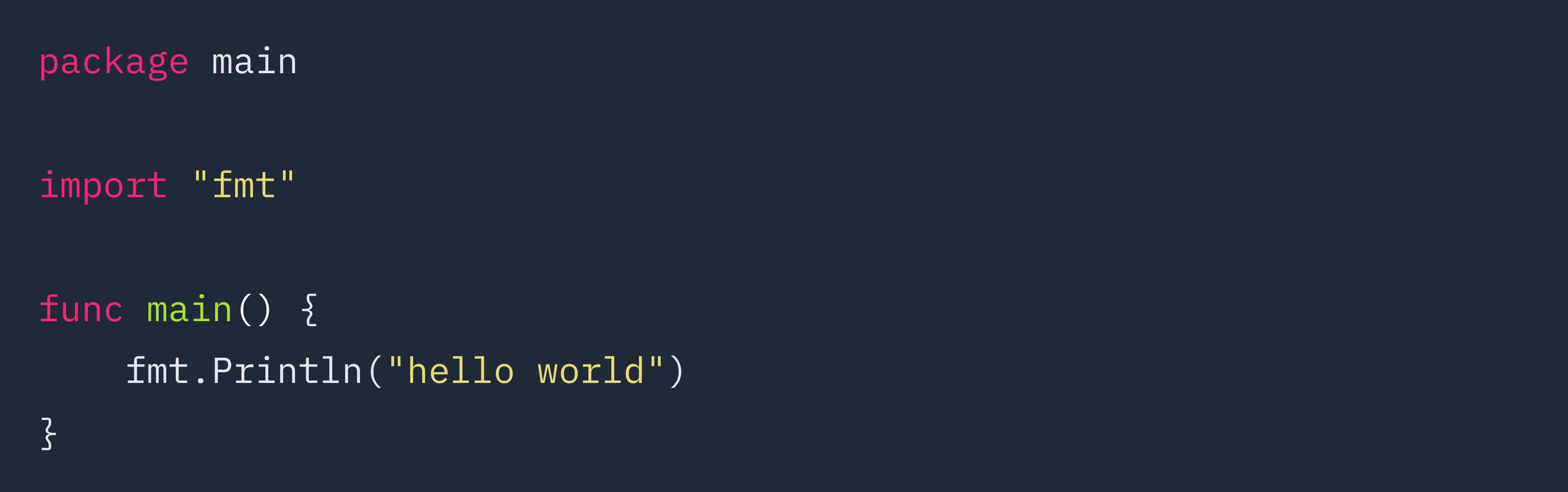 a "hello world" program in go